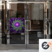 Lila grüne Blume Moderne Abstrakte Fraktal Kunst Fensteraufkleber (Büro Tür)