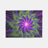 Lila grüne Blume Moderne Abstrakte Fraktal Kunst Fleecedecke (Vorderseite (Horizontal))