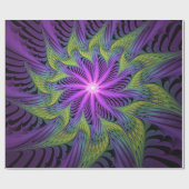 Lila grüne Blume Moderne Abstrakte Fraktal Kunst Geschenkpapier (Flach)