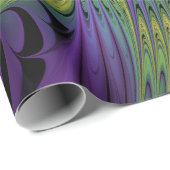 Lila grüne Blume Moderne Abstrakte Fraktal Kunst Geschenkpapier (Rolleneckpunkt)