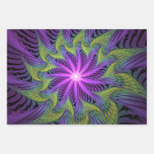 Lila grüne Blume Moderne Abstrakte Fraktal Kunst Geschenkpapier Set (Vorderseite 2)