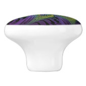 Lila grüne Blume Moderne Abstrakte Fraktal Kunst Keramikknauf (Seitenansicht)
