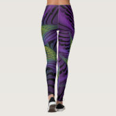 Lila grüne Blume Moderne Abstrakte Fraktal Kunst Leggings (Rückseite)