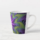 Lila grüne Blume Moderne Abstrakte Fraktal Kunst Milchtasse (Rechts)