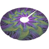 Lila grüne Blume Moderne Abstrakte Fraktal Kunst Polyester Weihnachtsbaumdecke (Schrägansicht)