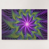 Lila grüne Blume Moderne Abstrakte Fraktal Kunst Puzzle (Horizontal)