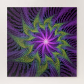 Lila grüne Blume Moderne Abstrakte Fraktal Kunst Puzzle (Horizontal)