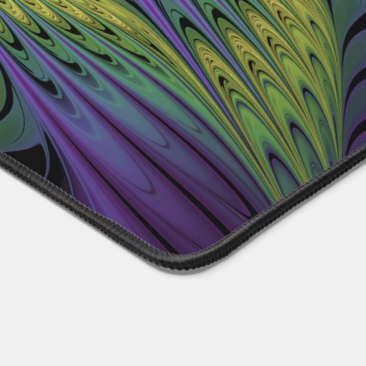 Lila grüne Blume Moderne Abstrakte Fraktal Kunst Schreibtischunterlage (Ecke)