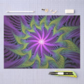 Lila grüne Blume Moderne Abstrakte Fraktal Kunst Seidenpapier (Handwerk)