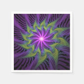 Lila grüne Blume Moderne Abstrakte Fraktal Kunst Serviette (Vorderseite)
