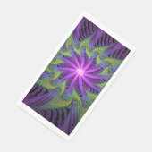 Lila grüne Blume Moderne Abstrakte Fraktal Kunst Serviette (Ecke)