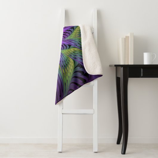 Lila grüne Blume Moderne Abstrakte Fraktal Kunst Sherpadecke (Beispiel)