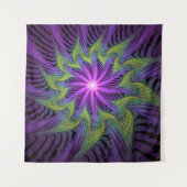 Lila grüne Blume Moderne Abstrakte Fraktal Kunst Wandteppich (Vorderseite)