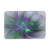 Lila grüne Blume Moderne Abstrakte Kunst Fraktal Badematte (Vorderseite)