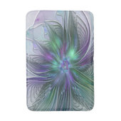 Lila grüne Blume Moderne Abstrakte Kunst Fraktal Badematte (Vorderseite Vertikal)