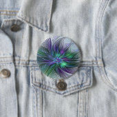 Lila Grüne Blume Moderne Abstrakte Kunst Fraktal Button (Beispiel)