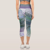 Lila grüne Blume Moderne Abstrakte Kunst Fraktal Capri Leggings (Rückseite)