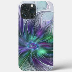 Lila grüne Blume Moderne Abstrakte Kunst Fraktal Case-Mate iPhone Hülle