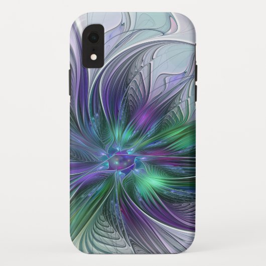 Lila grüne Blume Moderne Abstrakte Kunst Fraktal Case-Mate iPhone Hülle (Rückseite)