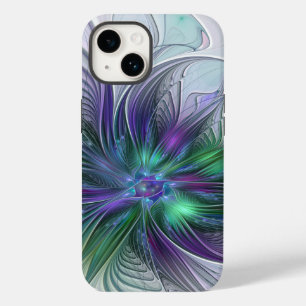 Lila grüne Blume Moderne Abstrakte Kunst Fraktal Case-Mate iPhone 14 Hülle