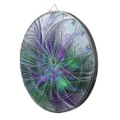 Lila grüne Blume Moderne Abstrakte Kunst Fraktal Dartscheibe (Vorderseite rechts)