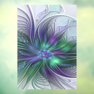 Lila grüne Blume Moderne Abstrakte Kunst Fraktal Fensteraufkleber