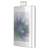 Lila grüne Blume Moderne Abstrakte Kunst Fraktal Flachmann (Links)