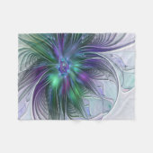Lila grüne Blume Moderne Abstrakte Kunst Fraktal Fleecedecke (Vorderseite (Horizontal))