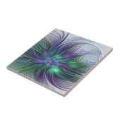 Lila grüne Blume Moderne Abstrakte Kunst Fraktal Fliese (Seite)