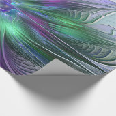 Lila grüne Blume Moderne Abstrakte Kunst Fraktal Geschenkpapier (Ecke)