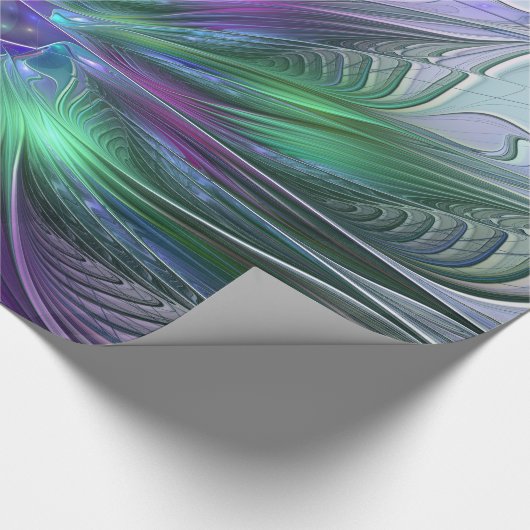 Lila grüne Blume Moderne Abstrakte Kunst Fraktal Geschenkpapier (Ecke)