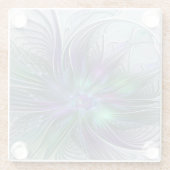 Lila grüne Blume Moderne Abstrakte Kunst Fraktal Glasuntersetzer (Rückseite)
