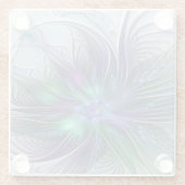 Lila grüne Blume Moderne Abstrakte Kunst Fraktal Glasuntersetzer (Rückseite)