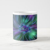 Lila grüne Blume Moderne Abstrakte Kunst Fraktal Jumbo-Tasse (Vorderseite)