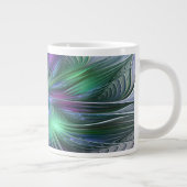 Lila grüne Blume Moderne Abstrakte Kunst Fraktal Jumbo-Tasse (Rechts)