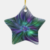 Lila grüne Blume Moderne Abstrakte Kunst Fraktal Keramik Ornament (Hinten)