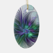 Lila grüne Blume Moderne Abstrakte Kunst Fraktal Keramik Ornament (Rechts)