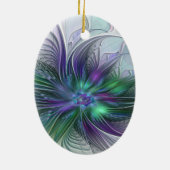 Lila grüne Blume Moderne Abstrakte Kunst Fraktal Keramik Ornament (Hinten)