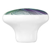 Lila grüne Blume Moderne Abstrakte Kunst Fraktal Keramikknauf (Seitenansicht)