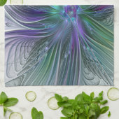 Lila grüne Blume Moderne Abstrakte Kunst Fraktal Küchentuch (Gefaltet)