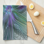 Lila grüne Blume Moderne Abstrakte Kunst Fraktal Küchentuch (Viertel Falte)