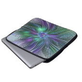 Lila grüne Blume Moderne Abstrakte Kunst Fraktal Laptopschutzhülle (Vorne Knopf)