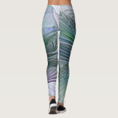 Lila grüne Blume Moderne Abstrakte Kunst Fraktal Leggings (Rückseite)