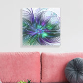 Lila grüne Blume Moderne Abstrakte Kunst Fraktal Leinwanddruck (Insitu (Wohnzimmer))
