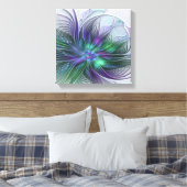 Lila grüne Blume Moderne Abstrakte Kunst Fraktal Leinwanddruck (Insitu (Schlafzimmer))