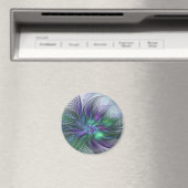 Lila grüne Blume Moderne Abstrakte Kunst Fraktal Magnet (In Situ (Geschirrspüler))