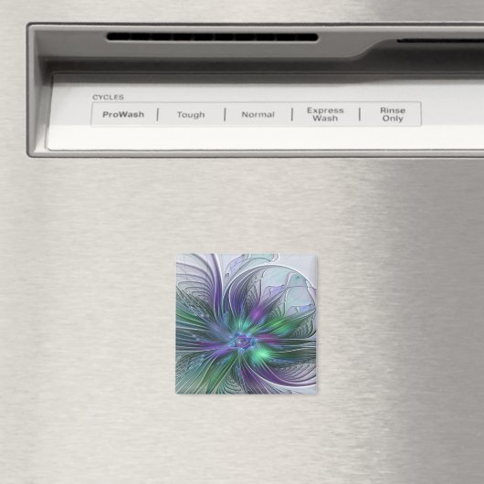 Lila grüne Blume Moderne Abstrakte Kunst Fraktal Magnet (In Situ (Geschirrspüler))