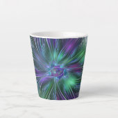 Lila grüne Blume Moderne Abstrakte Kunst Fraktal Milchtasse (Vorderseite)