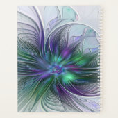 Lila grüne Blume Moderne Abstrakte Kunst Fraktal Planer (Rückseite)