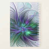 Lila grüne Blume Moderne Abstrakte Kunst Fraktal Planer (Rückseite)